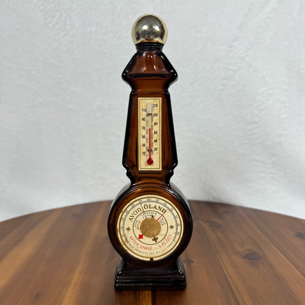 Avon Vintage Brown Glass Thermometer Bottle After Shave Container